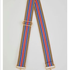 Social Threads - Bag Strap.  Yellow/Cobalt/Orange Diagonal Stripe Embroidered.